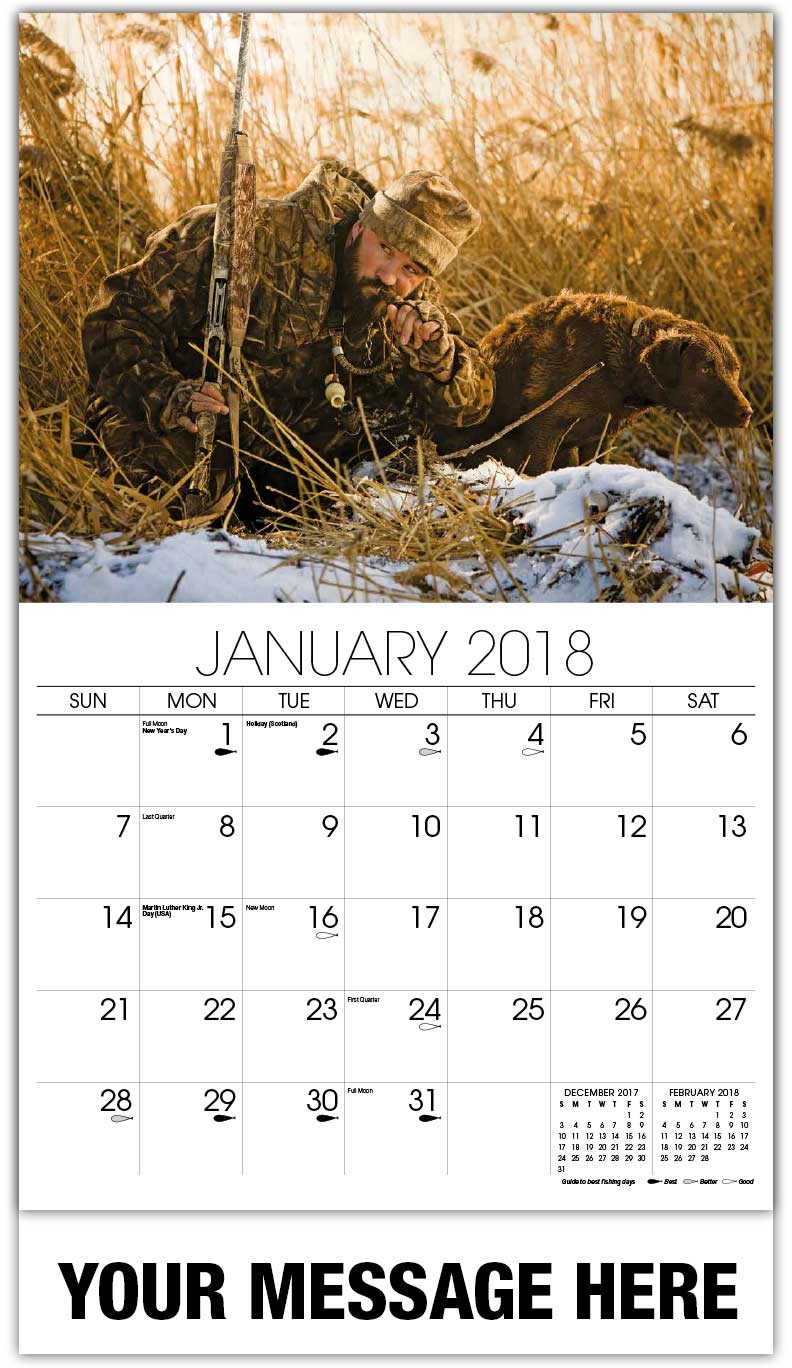 Fishing and Hunting Calendar Business Advertisign Calendar low as 65¢